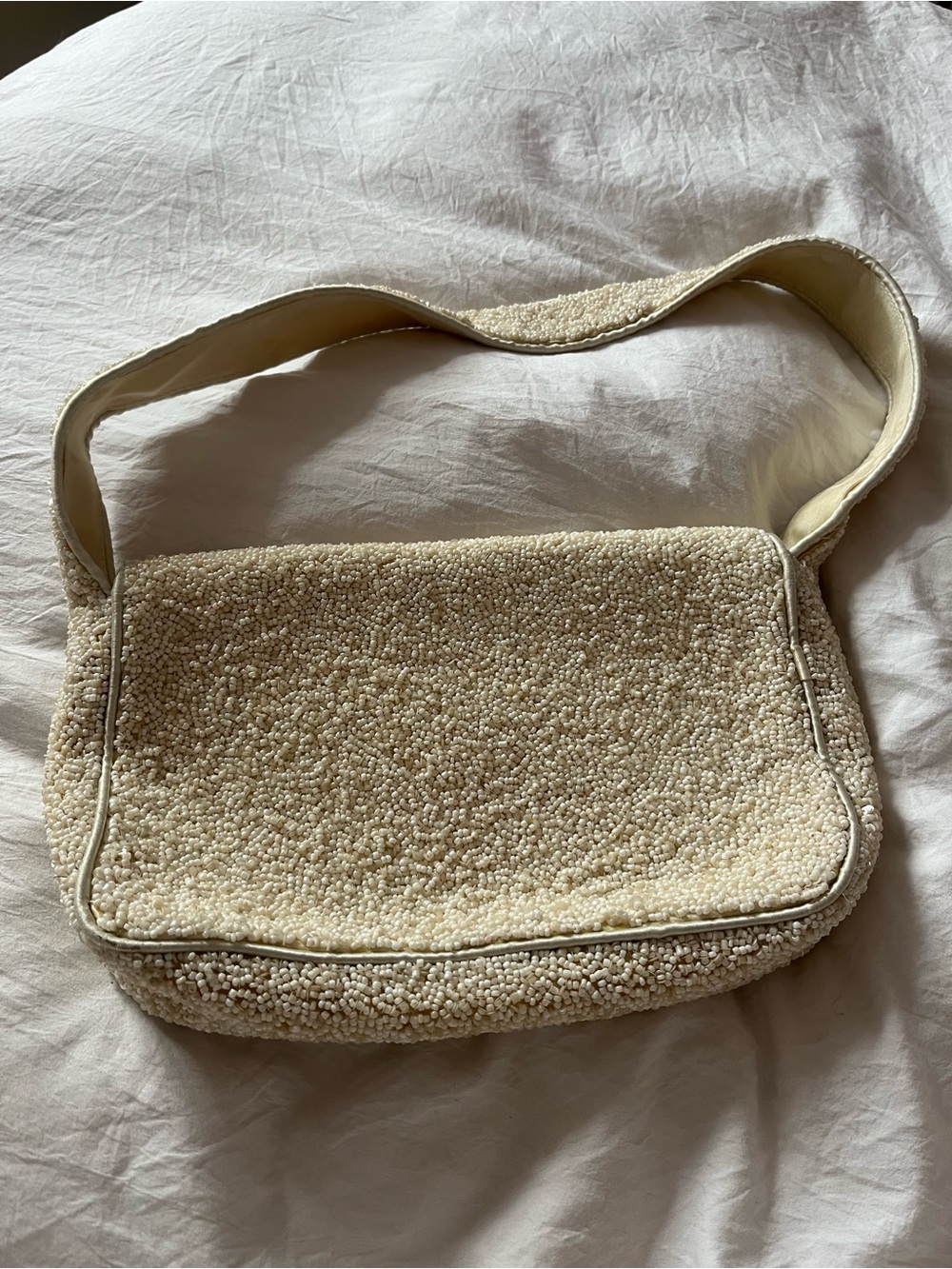 Beaded Champagne Bottle Embellished Shoulder Bag - Cream - Picture 3 of 3